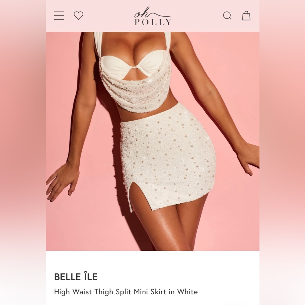 Oh Polly Pearl Mini Skirt w Slit